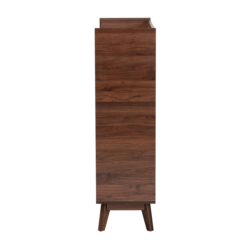Baxton Studio Delaire 8-Shelf Wood Shoe Cabinet in Walnut Brown