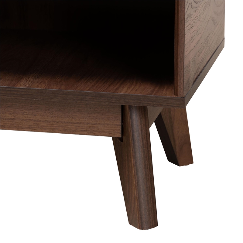 Baxton Studio Delaire 8-Shelf Wood Shoe Cabinet in Walnut Brown