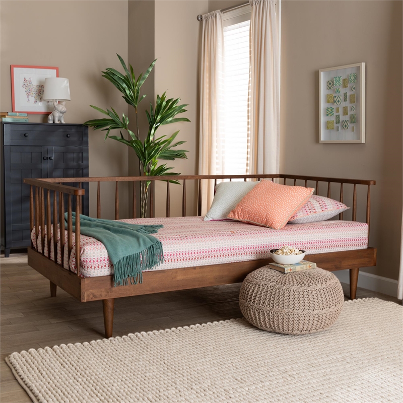 Baxton Studio Matilda Modern Ash Walnut Finished Wood Twin Size Daybed