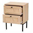 Baxton Studio Sherwin Brown and Black 2-Drawer End Table with Rattan Accent