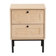 Baxton Studio Sherwin Brown and Black 2-Drawer End Table with Rattan Accent