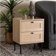 Baxton Studio Sherwin Brown and Black 2-Drawer End Table with Rattan Accent