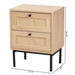 Baxton Studio Sherwin Brown and Black 2-Drawer End Table with Rattan Accent