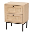 Baxton Studio Sherwin Brown and Black 2-Drawer End Table with Rattan Accent