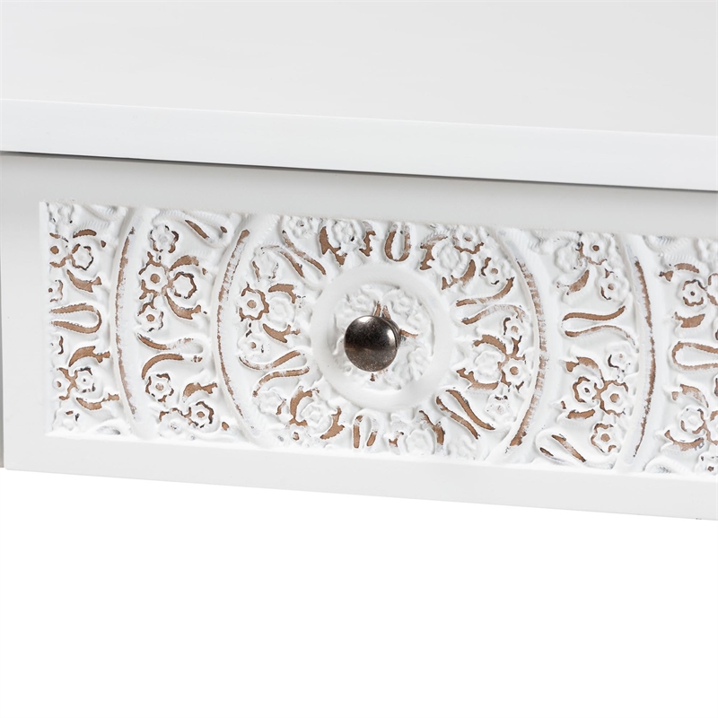 Baxton Studio Yelena Traditional White Finished Wood 2-Drawer Console Table