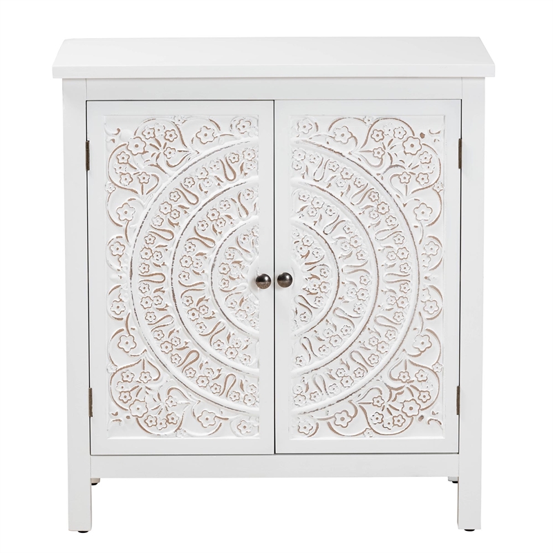 Baxton Studio Yelena Traditional White Finished Wood 2-Door Storage Cabinet