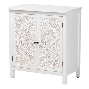 Baxton Studio Yelena Traditional White Finished Wood 2-Door Storage Cabinet