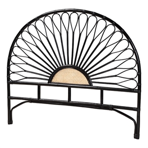 Baxton Studio Perenna Two-Tone Black and Brown Rattan King Standalone Headboard