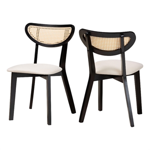 Baxton Studio Dannell Cream Fabric and Black Wood 2-Piece Dining Chair Set