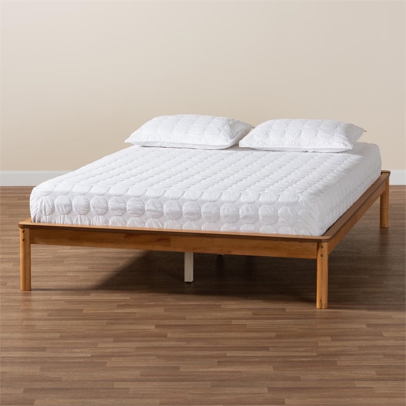 Baxton Studio Efren Modern Honey Oak Finished Wood Full Size Bed Frame