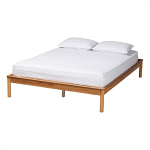 baxton studio efren modern honey oak finished wood full size bed frame