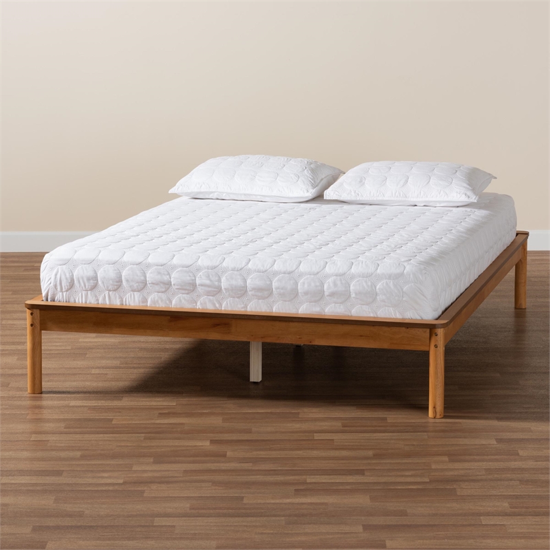 Baxton Studio Efren Modern Honey Oak Finished Wood Queen Size Bed Frame