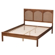 Baxton Studio Blossom Ash Walnut Wood and Rattan Queen Size Platform Bed