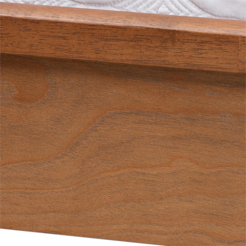 Baxton Studio Blossom Ash Walnut Wood and Rattan Queen Size Platform Bed