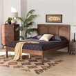 Baxton Studio Blossom Ash Walnut Wood and Rattan Queen Size Platform Bed