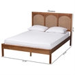 Baxton Studio Blossom Ash Walnut Wood and Rattan Queen Size Platform Bed