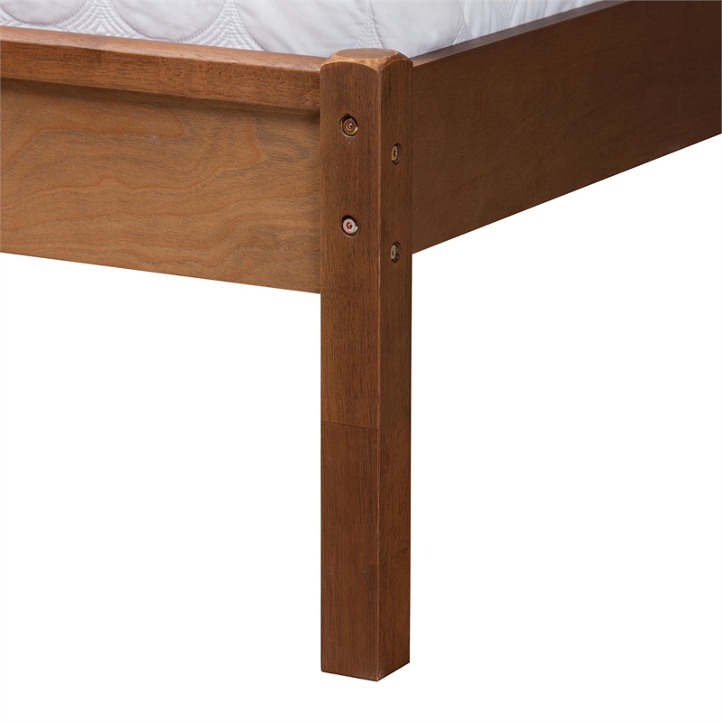 Baxton Studio Blossom Ash Walnut Wood and Rattan King Size Platform Bed