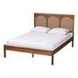 Baxton Studio Blossom Ash Walnut Wood and Rattan King Size Platform Bed