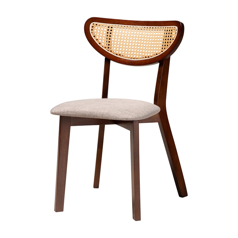 Baxton Studio Dannell Grey Fabric and Walnut Brown Wood 7-Piece Dining Set