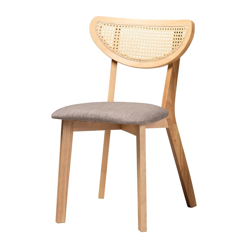 Baxton Studio Dannell Grey Fabric and Natural Oak Wood 7-Piece Dining Set