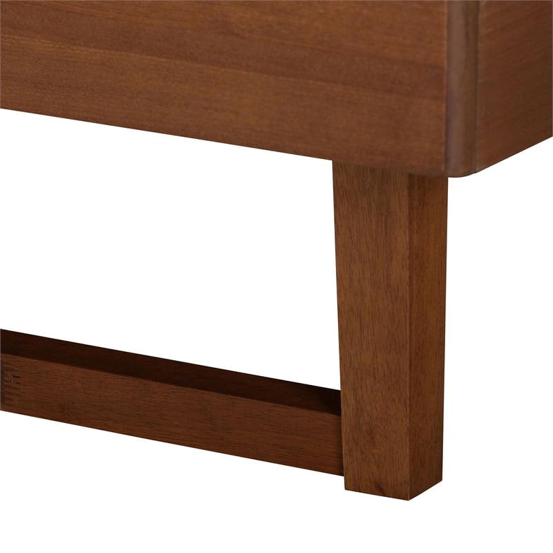 Baxton Studio Bryn Gray Fabric and Walnut Brown Wood King Size Platform Bed