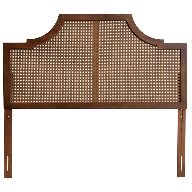 Baxton Studio Risha Ash Walnut Finished Wood and Rattan King Size Headboard