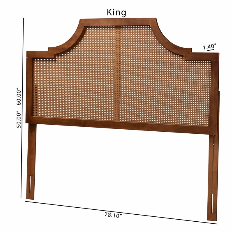 Baxton Studio Risha Ash Walnut Finished Wood and Rattan King Size Headboard