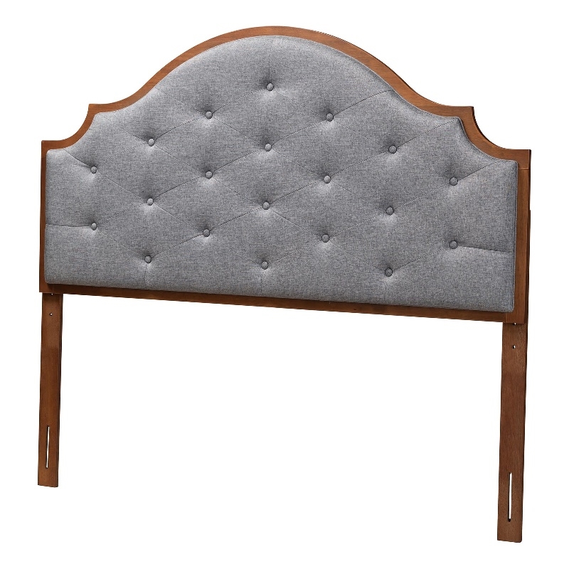 Baxton Studio Premala Gray Fabric and Walnut Brown Wood King Size Headboard