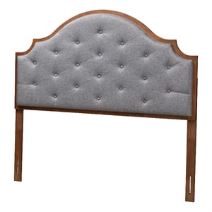 Baxton Studio Premala Gray Fabric and Walnut Brown Wood King Size Headboard