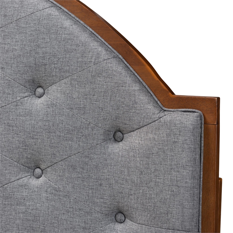 Baxton Studio Madeline Gray Fabric and Walnut Brown Wood Queen Size Headboard