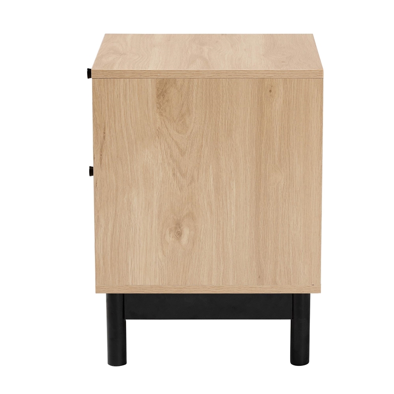 Baxton Studio Cherelle 2-Drawer Mid-Century Wood End Table in Light Brown/Black