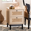 Baxton Studio Cherelle 2-Drawer Mid-Century Wood End Table in Light Brown/Black