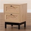 Baxton Studio Cherelle 2-Drawer Mid-Century Wood End Table in Light Brown/Black