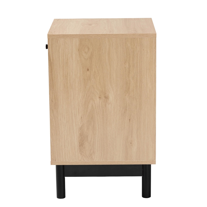 Baxton Studio Cherelle 1-Drawer Mid-Century Wood End Table in Light Brown/Black