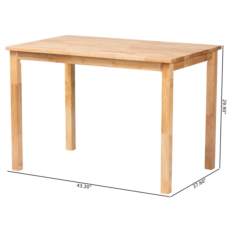 Baxton Studio Eveline Rectangular Modern Wood Dining Table in Natural Brown