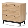 Baxton Studio Cherelle 3-Drawer Mid-Century Wood Storage Cabinet in Brown/Black
