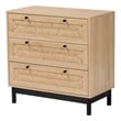 Baxton Studio Cherelle 3-Drawer Mid-Century Wood Storage Cabinet in Brown/Black