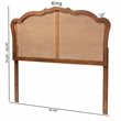 Baxton Studio Leandra Wood & Rattan King Size Headboard in Ash Walnut