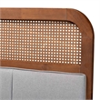 Baxton Studio Esti Wood & Fabric King Size Headboard in Walnut and Gray