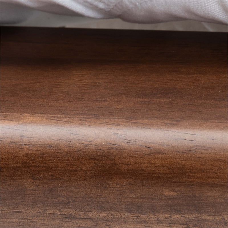 Baxton Studio Channary Walnut Brown Wood and Gold Metal King Size Bed Frame