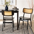 Baxton Studio Tafari Dark Brown Wood and Rattan 2-Piece Dining Chair Set
