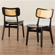 Baxton Studio Tafari Dark Brown Wood and Rattan 2-Piece Dining Chair Set