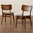 Baxton Studio Tafari Walnut Brown Wood and Rattan 2-Piece Dining Chair Set