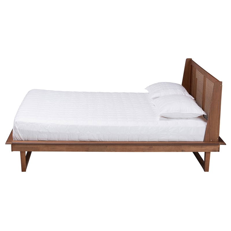 Baxton Studio Aveena Wood Queen Size Platform Bed in Walnut Brown