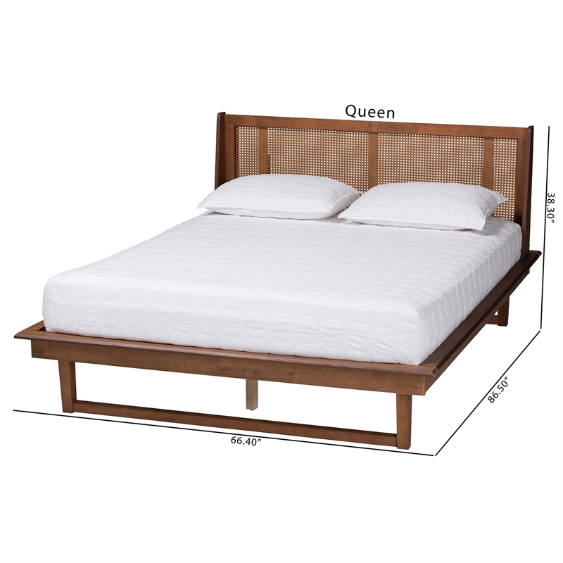 Baxton Studio Aveena Wood Queen Size Platform Bed in Walnut Brown