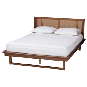 Baxton Studio Aveena Wood Queen Size Platform Bed in Walnut Brown