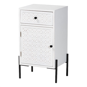 Baxton Studio Nefeli 1-Drawer Wood/Metal Storage Cabinet in White/Black