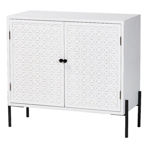 Baxton Studio Nefeli 2-Door Wood/Metal Storage Cabinet in White/Black
