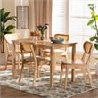 Baxton Studio Haviland 5-Piece Wood & Synthetic Rattan Dining Set in Oak Brown