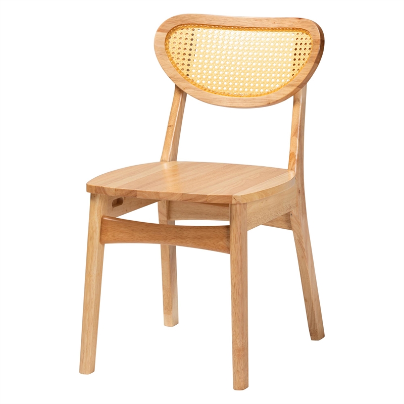 Baxton Studio Donato 5-Piece Wood & Rattan Dining Set in Oak Brown